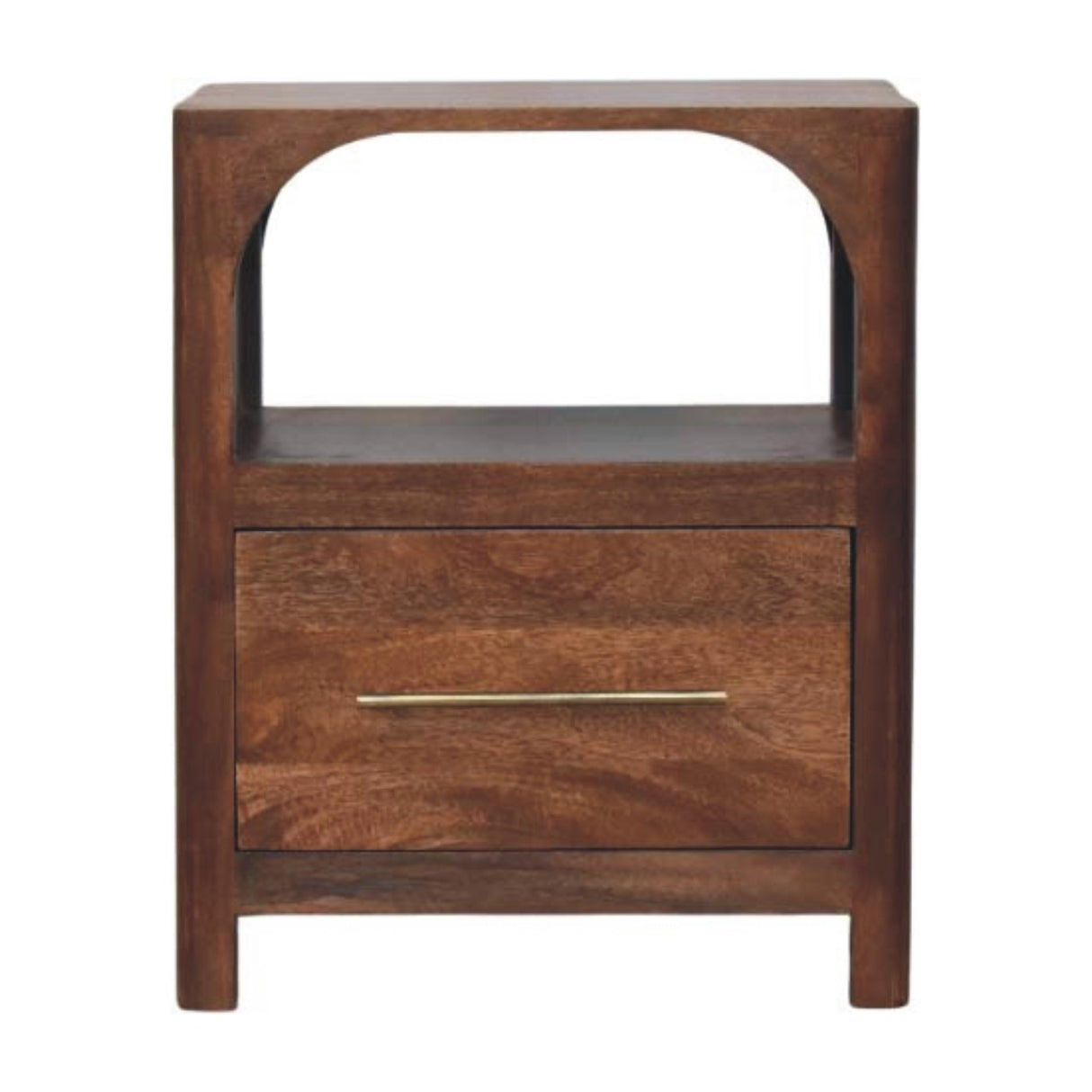 Solid Wood Arc-Line Bedside Table