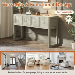 Geometric Carved Console Table with 3 Soft-Close Drawers