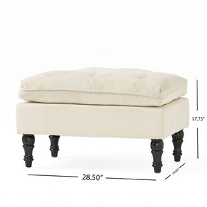 Lofton - Pillow Top Ottoman With Button Tufting - Cream - Best Buy Furniture