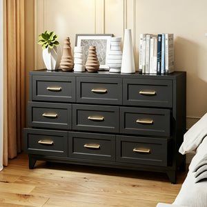 9 Drawer Dresser for Bedroom, Metal Profile Chest of Drawers
