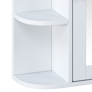 Bathroom Wall Storage Cabinet With Mirror And Adjustable Shelf, 6 Open Shelves
