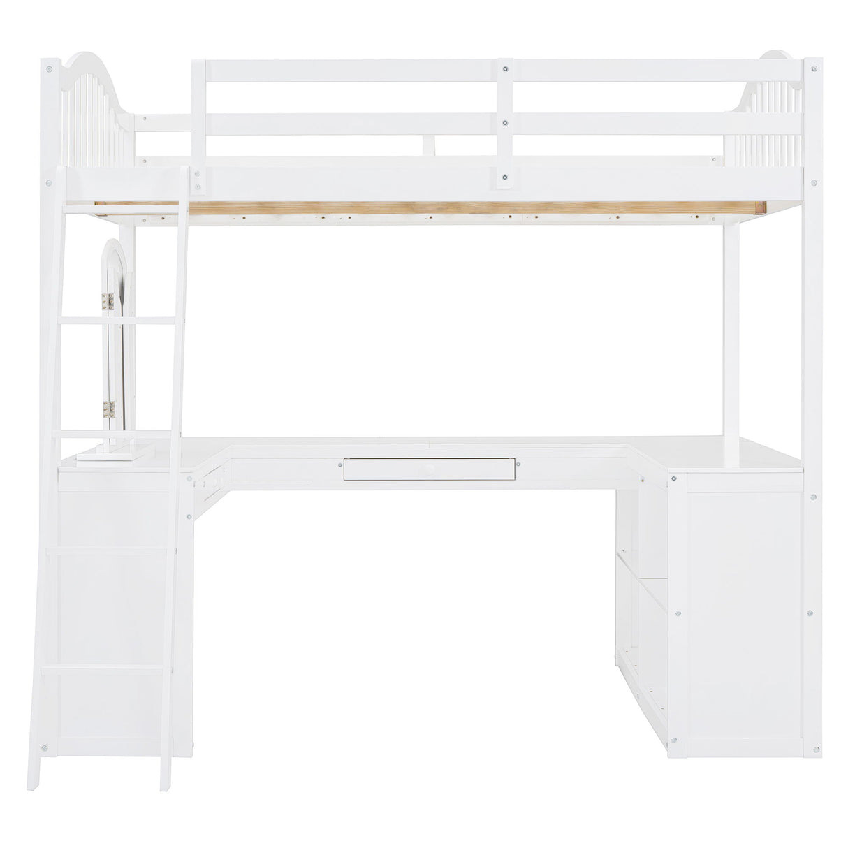 Loft Bed With Drawers, Cabinet, Shelves With Desk