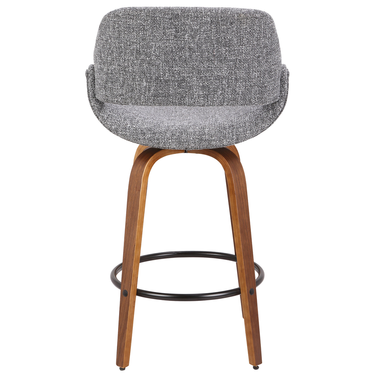 Mid-Century Modern Counter Stool with Padded Upholstery - Walnut