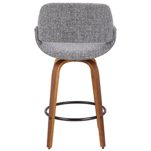 Mid-Century Modern Counter Stool with Padded Upholstery - Walnut
