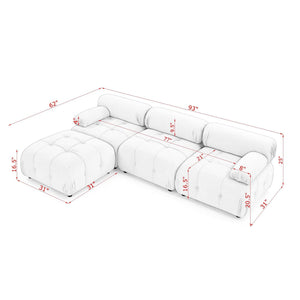 Modular Sectional Sofa, Button Tufted Design With Diy L-Shaped Layout, Reversible Ottoman