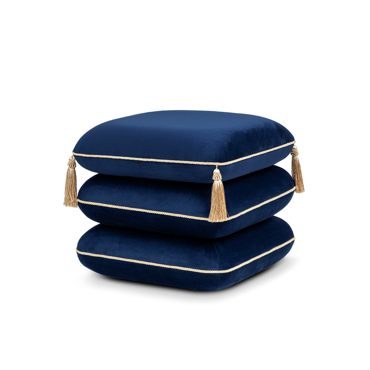 Monarch 19.5" Squared Upholstered Ottoman with Bullion Fringe