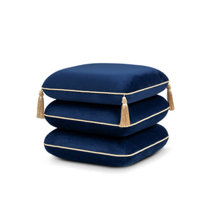 Monarch 19.5" Squared Upholstered Ottoman with Bullion Fringe