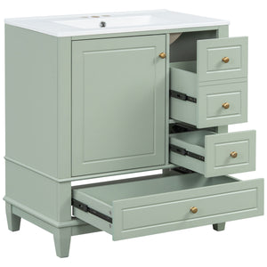 Freestanding Bathroom Vanity With Sink, Soft Close Door, 3 Drawers
