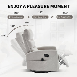 Heat Massage Manual Recliner Chair with Rocker and Swivel
