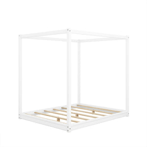 Wood Canopy Platform Bed With Support Legs And Airflow Slats