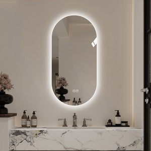 Smart Wall Mounted LED Touch Screen Mirror With Anti-Fog Function And Adjustable Lighting
