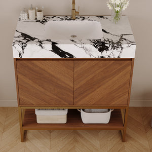 29.9" Modern Free-standing Bathroom Vanity with Ceramic Sink