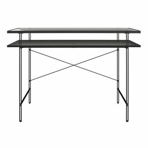 Vance - Computer Desk With Fluted Glass Desktop - Black