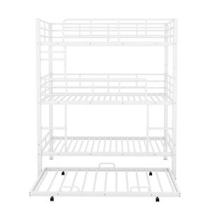 Triple Bunk Bed With Trundle, Heavy Duty Steel Construction