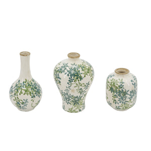 Set of 3 Floral Ceramic Vases