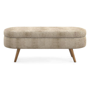 Modern Ottoman Oval Storage Bench With Rubber Wood Legs