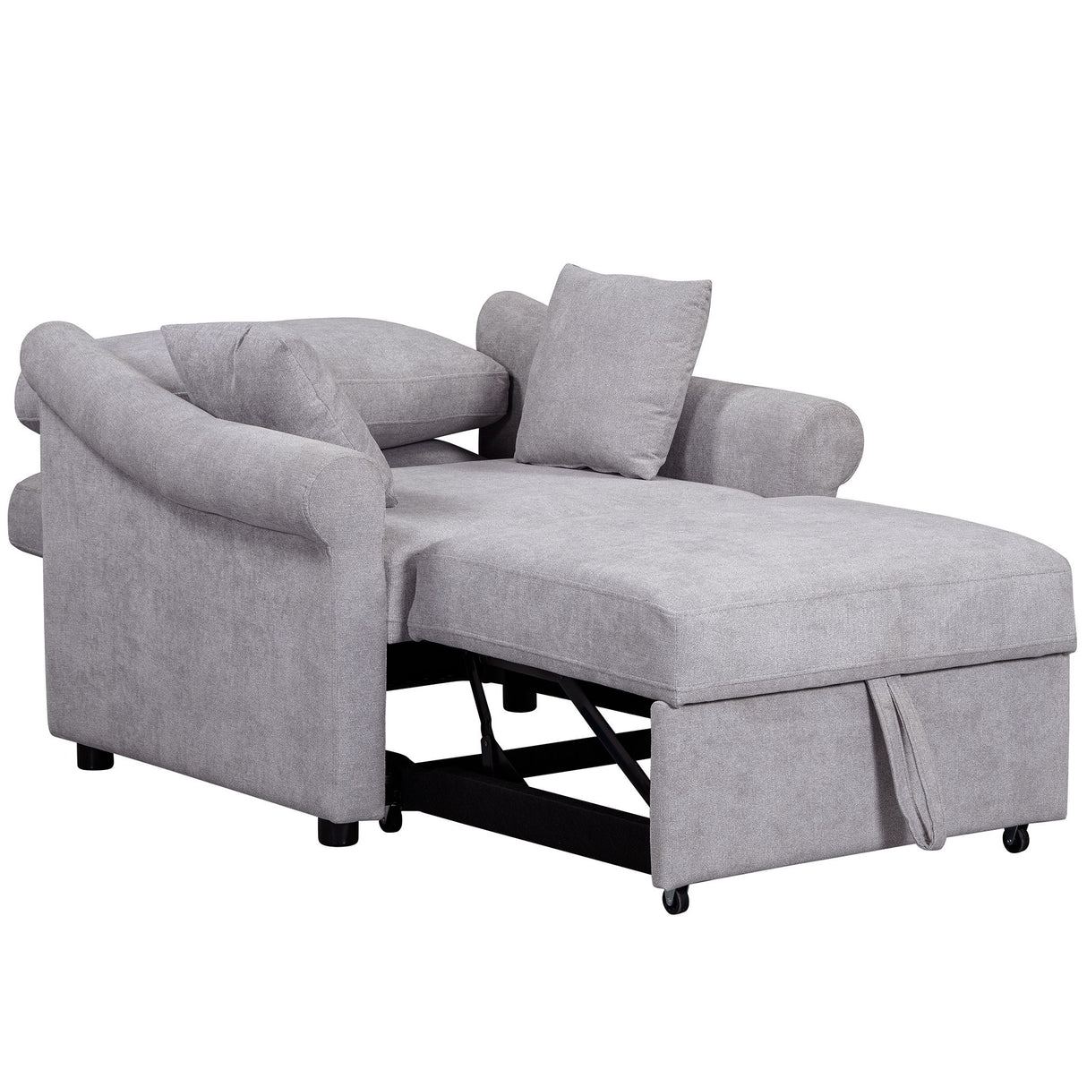 Convertible Sleeper Chair With Adjustable Backrest, 3 In 1 Lounger Chair Turns Into Bed, Single Bed For Living Room