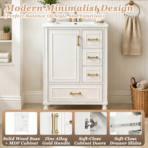 24" Modern Bathroom Vanity with Ceramic Sink
