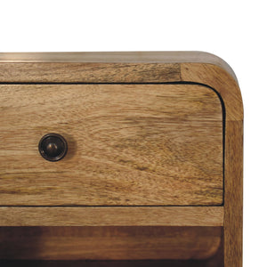 Solid Wood Mini Oak-ish Floating Open Bedside, 1-Drawer