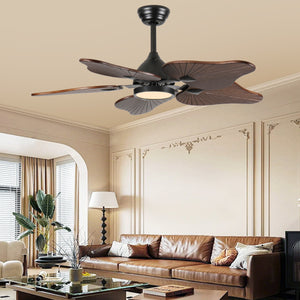 44-Inch Ceiling Fan with Light, 5 Solid Wood Blades, DC Motor