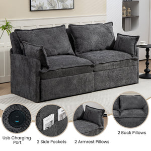 Pull Out Sofa Bed, Convertible Sleeper Sofa Couch, Side Storage, And USB / C - Type Charging Ports Chair