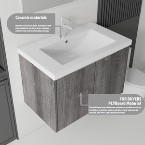 36 Inch Floating Bathroom Vanity with Ceramic Sink and Soft-Close Door