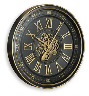 Dairton - Wall Clock - Black / Gold Finish - Best Buy Furniture