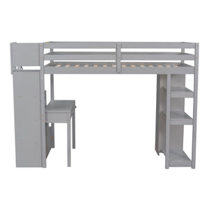 Loft Bed With Storage Drawers, Desk And Stairs With Shelves