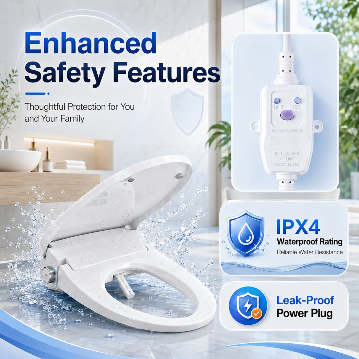 Smart Bidet Toilet Seat with Side Knob Adjustable Heated Seat