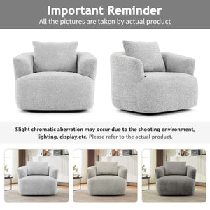 360° Swivel Barrel Sofa Chair With Throw Pillow, Upholstered Accent Chair