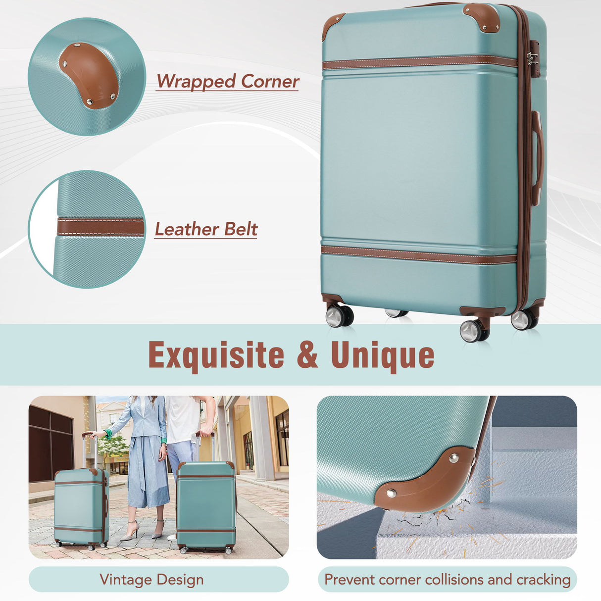 Hardshell Luggage Sets 4 Pieces 20" / 24" / 28" and Cosmetic Case