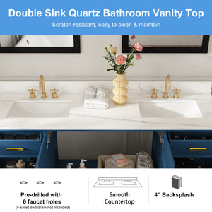 60" Solid Wood Bathroom Vanity with Double Sinks