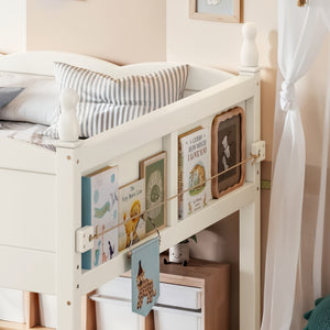 Full Size Low Loft Bed with Full-Length Guardrails