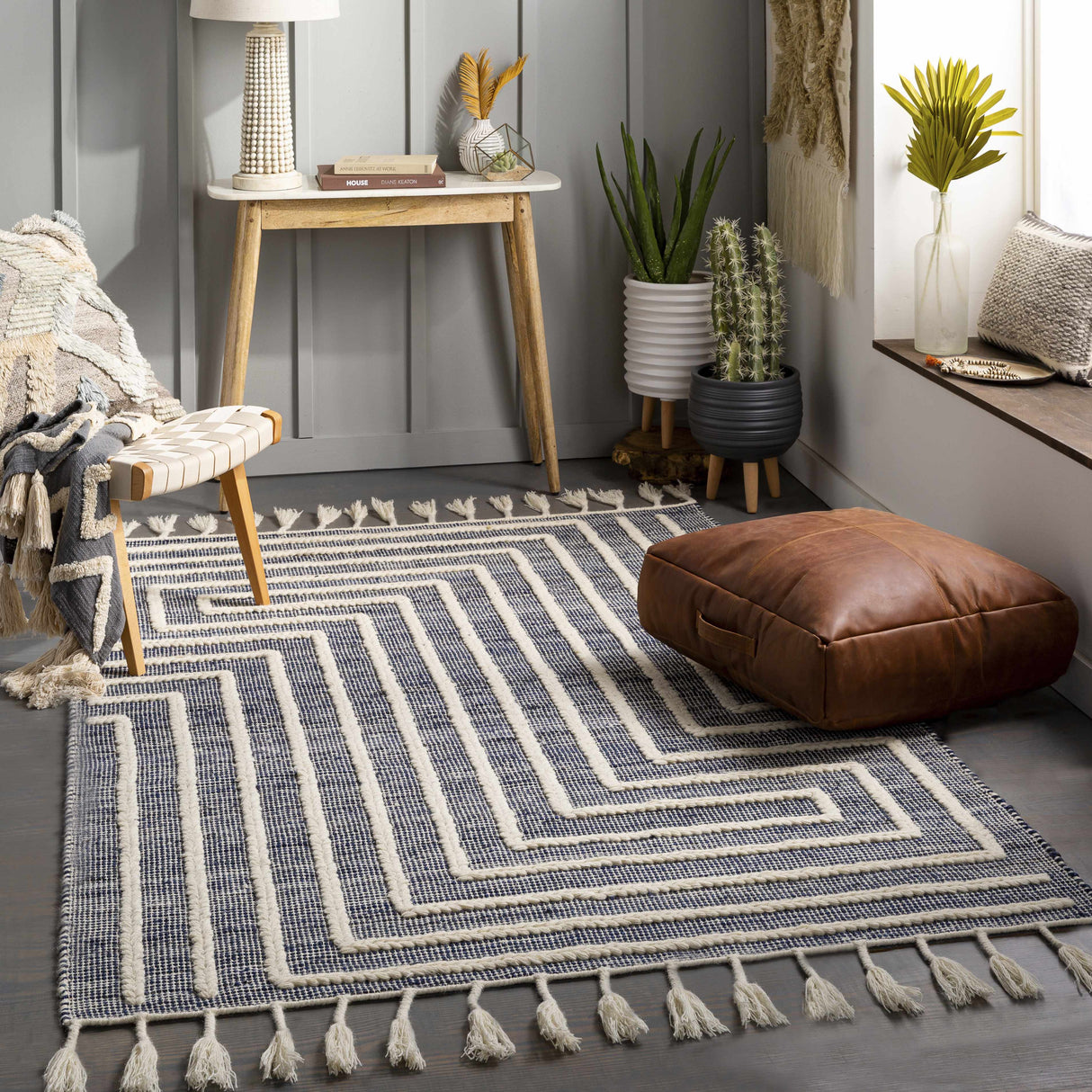 Aditya Tasseled Jute&Wool Carpet - Clearance