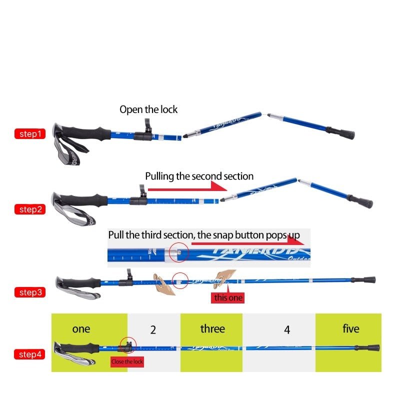 Adjustable Foldable Hiking Poles 110–135cm Trekking Sticks
