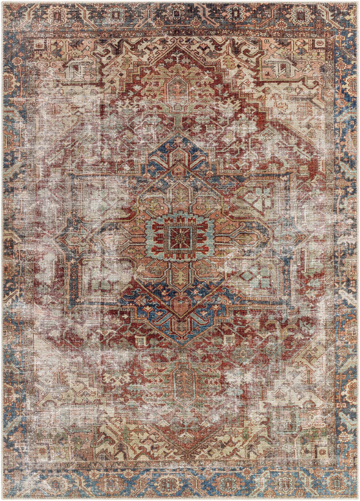 Adtugan Vintage Flat Pile Washable Rug