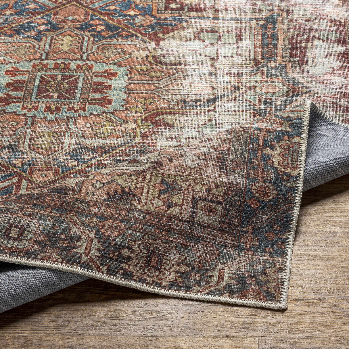Adtugan Vintage Flat Pile Washable Rug