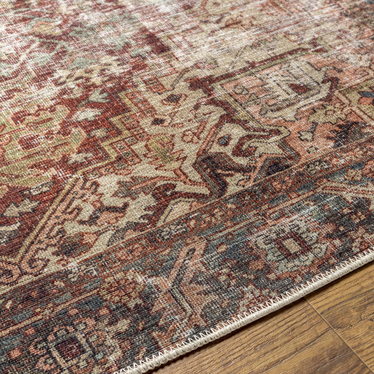 Adtugan Vintage Flat Pile Washable Rug