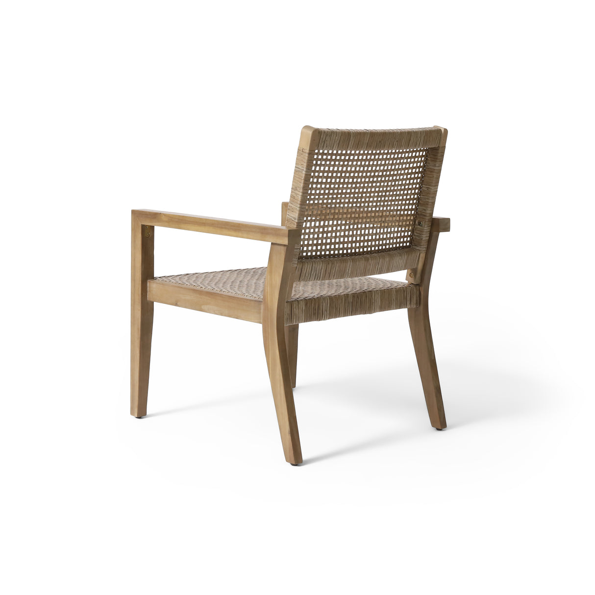 Outdoor Wicker and Acacia Wood Club Chairs - Set of 2