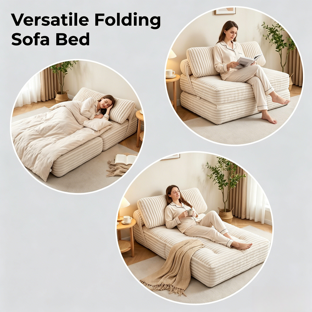 Folding Sofa Bed: Convertible Chair for Living Room or Bedroom