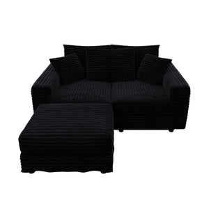 Deep Seat Convertible Sofa With Soft Pillows And Ottomans