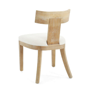 Contemporary Fabric Upholstered Side Dining Chairs Set With Curved Back