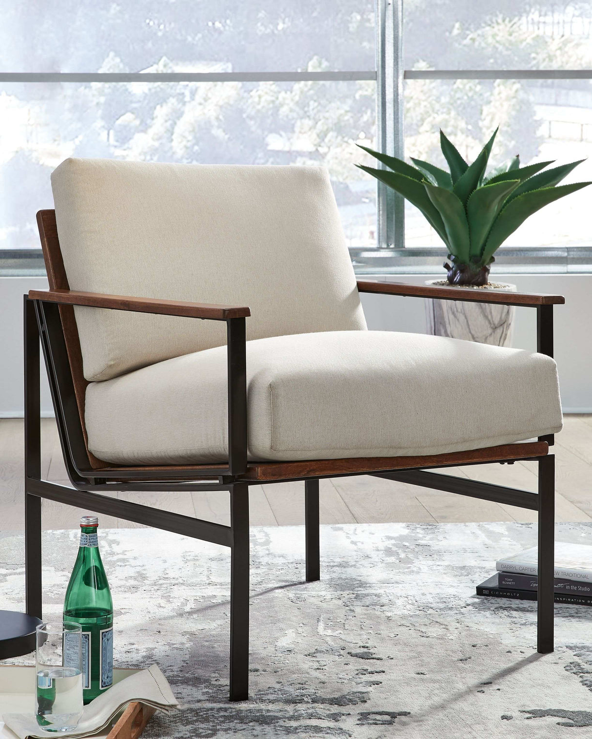 Tilden - Accent Chair - Ivory / Brown - Best Buy Furniture