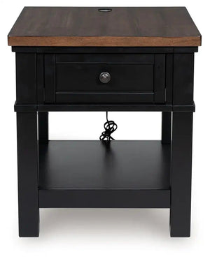Wildenauer - Rectangular End Table - Brown / Black - Best Buy Furniture