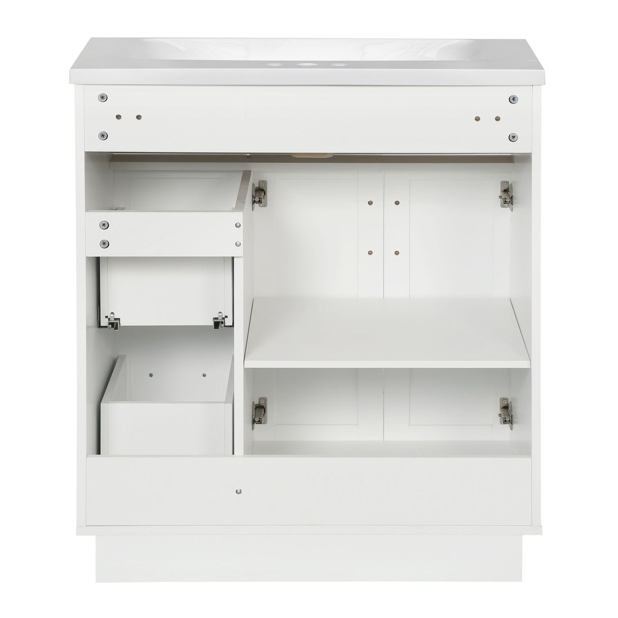 Bathroom Vanity With 2 Doors, 2 Drawers, Adjustable Shelf, Hidden Slides & Soft Close Hinges