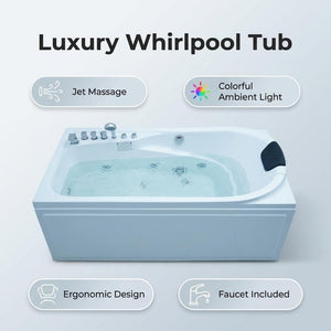 67 in. x 34 in. Acrylic Whirlpool Bathtub with Center Drain