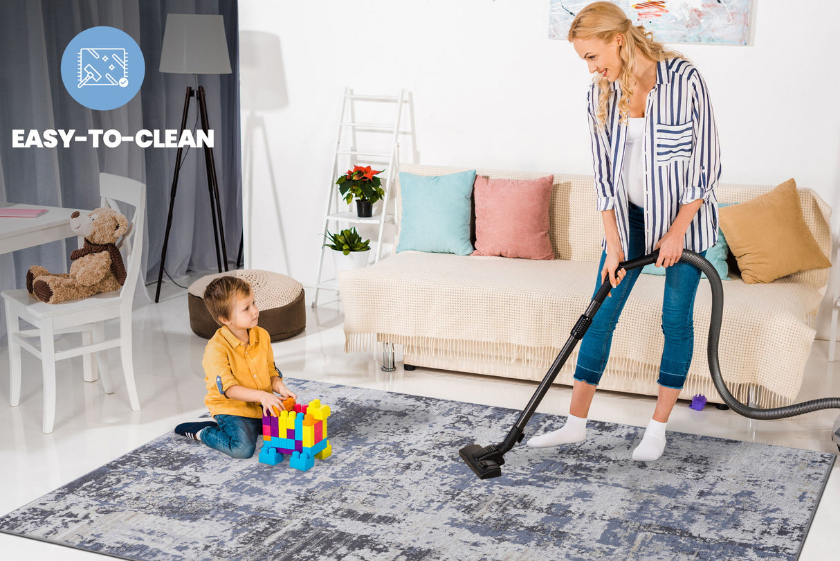Payas - 8' X 10' Abstract Area Rug - Gray / Denim