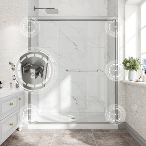 Brushed Nickel Reversible Installation Double Bypass Sliding Shower Door