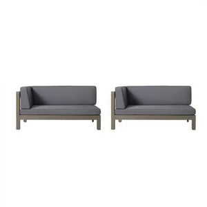 Aura 2 Piece Outdoor Set With X Back Left Bench And Corner - Dark Gray
