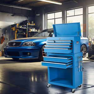 8 Drawer Rolling Tool Chest With 2 In 1 Detachable Top Box, Lockable Wheels
